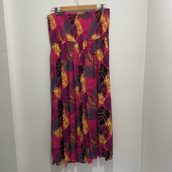 Midi Gauze Smocked Floral Convertible Dress Size 0 Large - Picture 3 of 7